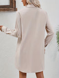 kkboxly  Button Front Long Length Shirt, Elegant Solid Long Sleeve Shirt, Women's Clothing