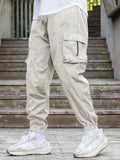 kkboxly kkboxly  Trendy Chase Letter Pattern Cargo Pants, Men's Multi Flap Pocket Trousers, Loose Casual Outdoor Pants, Men's Work Pants Outdoors Streetwear Hip Hop Style