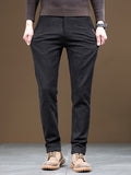 kkboxly  Men's Casual Warm Slim Fit Trousers, Semi-Formal cropped Pants For Fall Winter Business Leisure Activities