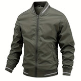 kkboxly  Men's Casual Zipper Long Sleeve Stand Collar Pockets Jackets For Fall & Winter