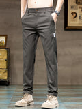 kkboxly kkboxly  Men's Solid Pants With Pockets, Casual Breathable Slim-fit Trousers For Outdoor Activities Gift