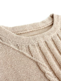 kkboxly  Cable Knit Sweater Dress, Casual Solid Crew Neck Dress, Women's Clothing