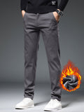 kkboxly  Plus Size Men's Solid Pants Fashion Casual Cotton Pants Fall Winter, Men's Clothing