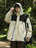 realaiot  Men's Contrast Color Hooded Jacket For Spring Fall, Outdoor Sports Windbreaker Tops For Males