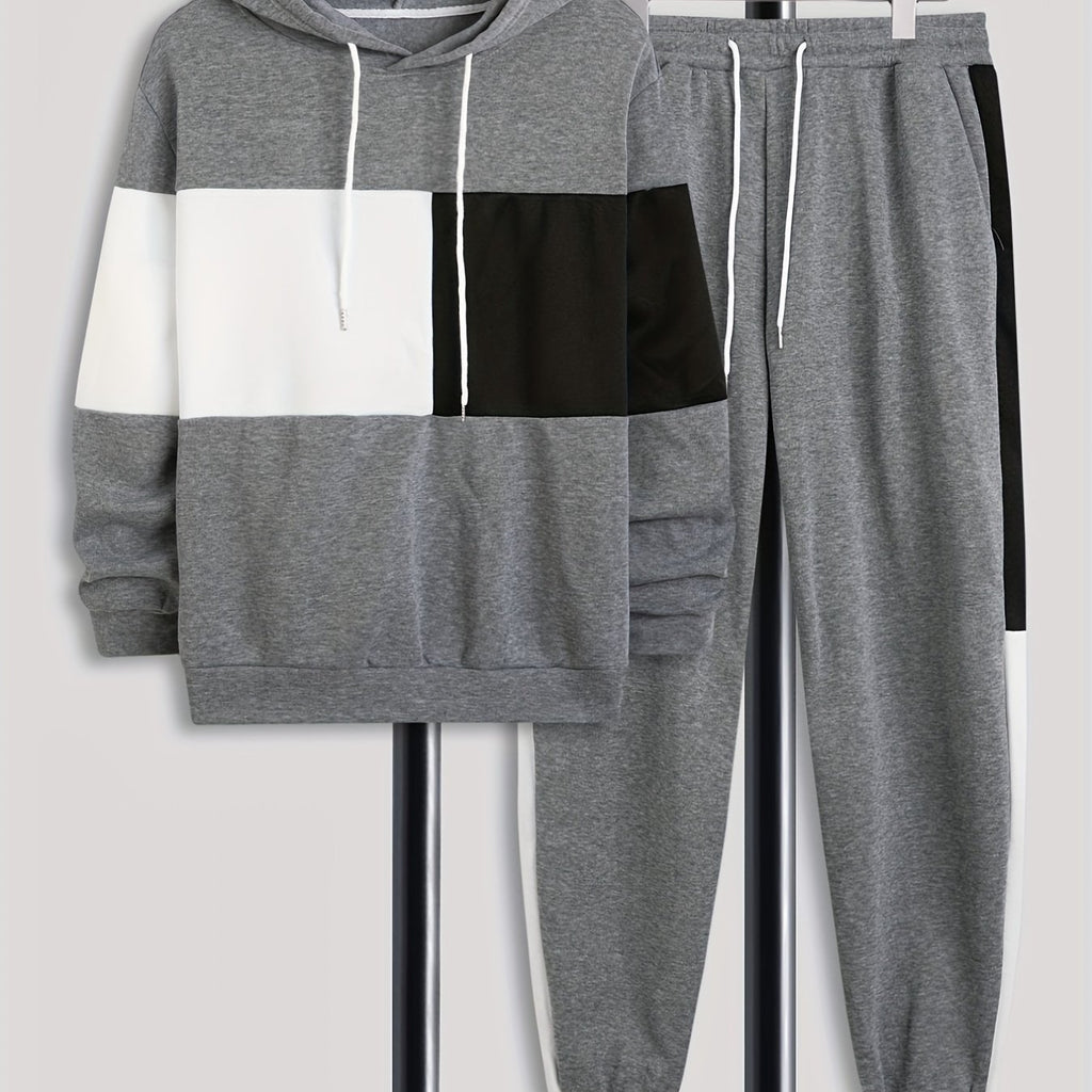 kkboxly  Plus Size Women & Men Clothes Color Block Hoodies & Sweatpants Sets, Drawstring Comfortable Oversized Loose Suits, Best Sellers Gifts