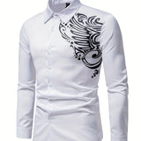 kkboxly  Men's Long-sleeved Shirt With Gold Printing