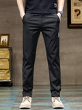 kkboxly kkboxly  Men's Solid Pants With Pockets, Casual Breathable Slim-fit Trousers For Outdoor Activities Gift