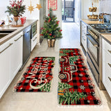 2pc Christmas Carpet, Non Slip Machine Washable, Floor Mat Resistant Door Mat Living Room Bathroom Kitchen, Home Decor