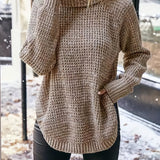 kkboxly  Solid Turtle Neck Pullover Sweater, Casual Long Sleeve Raglan Shoulder Sweater For Fall & Winter, Women's Clothing