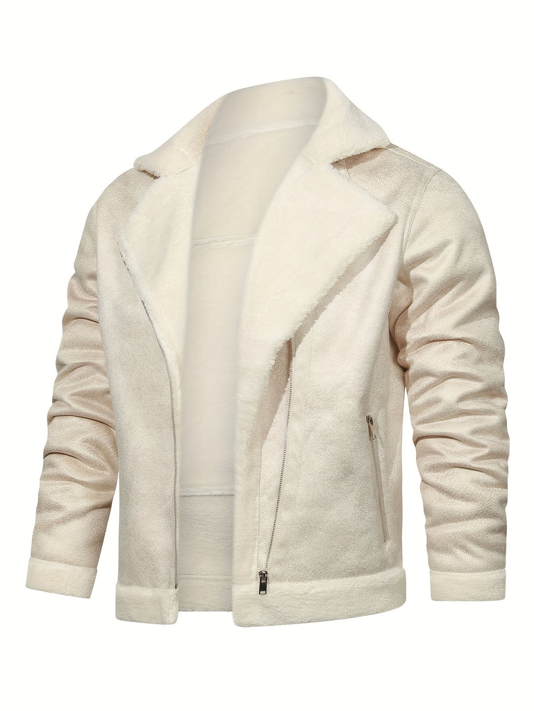 Men's Pu Jacket, Chic Faux Leather Jacket For Fall Winter