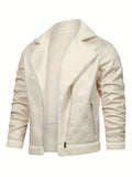 Men's Pu Jacket, Chic Faux Leather Jacket For Fall Winter