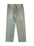 kkboxly  Y2k Vintage Style Distressed Jeans, Men's Casual Loose Fit Street Style Denim Pants For Spring Summer