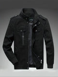kkboxly  Men's Outdoor Casual Stand Collar Pocket Jacket Windproof Warm Coat For Autumn And Winter
