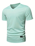 kkboxly  Men's V-neck T-Shirts Casual Sports Loose Short Sleeve Tees Top Summer Clothes