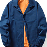 kkboxly  Solid Color Jackets For Men Dual Pockets Snap Button Up Lapel Stylish Coat Jackets For Men