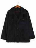 kkboxly  Men's Trendy Polar Fleece Fluffy Coat Warm Jacket Long Coat Outwear Black For Men Winter Autumn Hiphop Style Streetwear
