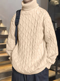 kkboxly  Plus Size Men's Casual Style Long-sleeved Crew Neck Sweater, Fashion Loose Slightly Stretch Comfortable Top For Big & Tall Guys