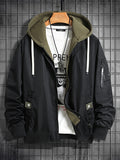 kkboxly  Men's Trendy Hooded Jacket, Casual Street Style All Match Breathable Jacket