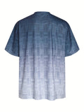 kkboxly  Plus Size Men's Street Style Graphic Short-sleeve Crew Neck T-shirt, Creative Weave Pattern Print Tees For Big & Tall Male