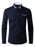 kkboxly  Men's Formal Classic Design Button Up Shirt, Male Clothes For Spring And Fall Business Occasion