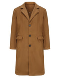 kkboxly  Men's Elegant Trench Coat, Casual Wool-like Fabric Warm Overcoat For Fall Winter