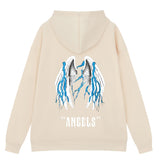 kkboxly  Men's Cartoon Angel Wing Printing Hoodie, Trend Casual Long Sleeve Hooded Sweatshirt
