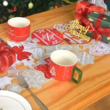 Embroidered Christmas Table Runner 1PC - Polyester Festive Table Decor with Holly, Gift, and Snowflake Patterns - 13.78x70.08inch Rectangular Floral Holiday Table Runner for Dining & Kitchen Decor