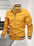kkboxly  Men's Casual Bomber Jacket, Casual Zip Up Windbreaker Jacket For Outdoor Activities