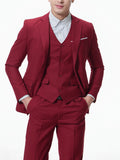 kkboxly  Formal 3 Pieces Set, Men's Two Button Jacket & Slanted Lapel Vest & Pants Suit Set For Business Dinner Wedding Party