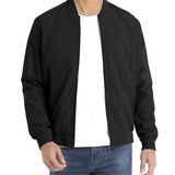 kkboxly  Classic Design Stylish Bomber Jacket, Men's Casual Solid Color Letterman Collar Zip Up Jacket For Spring Fall Outdoor