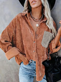 kkboxly  Button Front Solid Shirt, Vintage Long Sleeve Collar Shirt, Women's Clothing