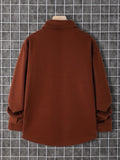 kkboxly  Men's Warm All Match Chest Pocket Jacket, Casual Button Up Lapel Coat For Fall Winter