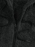 kkboxly  Plus Size, Men's Hooded Jacket, Solid Fleece Warm Coat For Fall Winter, Men's Clothing