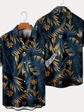 2025 kkboxly  Men's Plus Size Hawaiian Shirt with Leaves Print - Perfect for Summer Vacations and Resort Wear