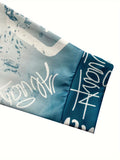 Plus Size Men's Graffiti Pattern Print Hoodies Spring Fall Winter Hooded Sweatshirt For Big & Tall Males, Men's Clothing