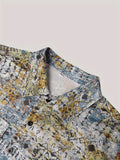 kkboxly  Men's Ethnic Style Jacket, Casual Button Up Flap Pocket Jacket