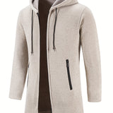 kkboxly  Men's Full Zip Up Casual Warm Hooded Cardigan, Regular Fit Knitted Sweater Jacket Coat With Pockets For Winter Fall
