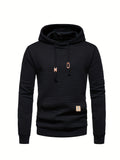 kkboxly  Waffle Pattern Hoodie, Cool Hoodies For Men, Men's Casual Solid Pullover Hooded Sweatshirt Streetwear For Winter Fall, As Gifts