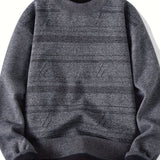 kkboxly  All Match Knitted Sweater, Men's Casual Warm Slightly Stretch Crew Neck Pullover Sweater For Men Fall Winter