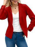 kkboxly  Elegant Solid Long Sleeve Blazer, Open Front Lapel Blazer, Elegant & Stylish Tops For Office & Work, Women's Clothing