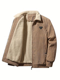 kkboxly  Warm Fleece Winter Jacket, Men's Casual Lapel Zip Up Jacket Coat For Outdoor Activities