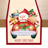 Festive Santa Claus Christmas Table Runner - Red and Black Plaid Holiday Dining Decor, Polyester Woven Christmas Table Decoration