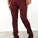 kkboxly  Slim Fit Tapered Slacks, Men's Casual Slightly Stretch Solid Color All Match Pants For All Seasons Business