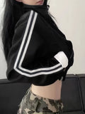 Contrast Trim Zipper Jacket, Casual Long Sleeve Outwear For Fall & Winter, Women's Clothing