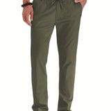 Men's Business Casual Pants European And American Loose Elastic Waist Cotton All-match Solid Color Men's Long Pants