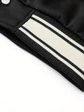 Men's Letter Embroidery Varsity Jackets, Baseball Collar Jacket Coat For School