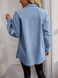 kkboxly  Button Front Solid Jacket, Casual Long Sleeve Versatile Outerwear, Women's Clothing