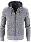 kkboxly  Two Sizes Smaller, Men's Fleece Hooded Knitted Cardigan, Autumn And Winter Solid Color Fashion Sweater Best Sellers