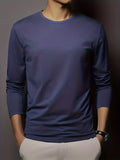 kkboxly  Men's Casual Comfy Solid Long Sleeve T-Shirt, Men's Clothes For Spring Summer Autumn, Tops For Men