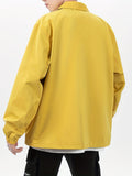 kkboxly  Solid Color Jackets For Men Dual Pockets Snap Button Up Lapel Stylish Coat Jackets For Men